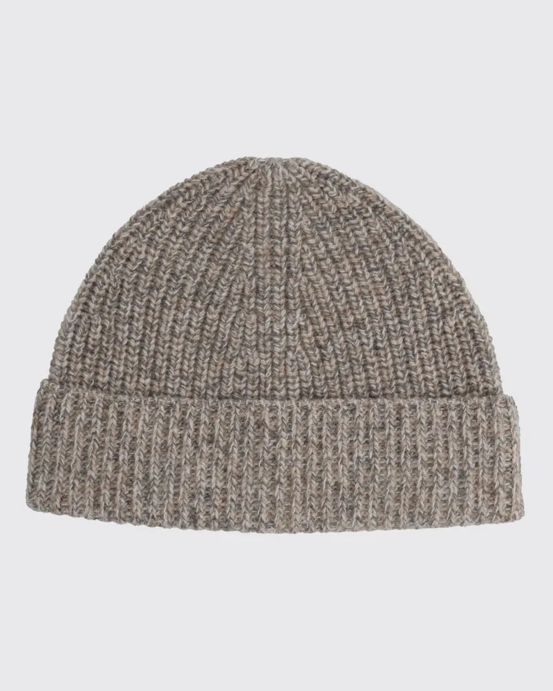 ASPESI Beanie aus gerippter Wolle mit Umschlag Grau
