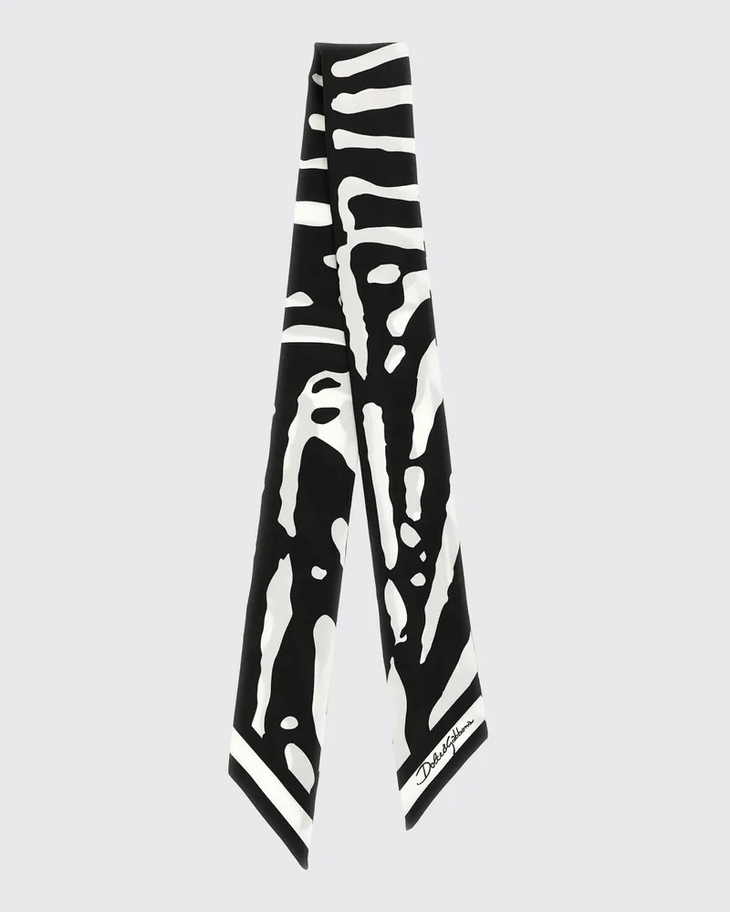 Dolce & Gabbana DOLCE  GABBANA Dolce & Gabbana Seiden-Bandeau-Schal mit kontrastierendem Zebra-Print Weiß