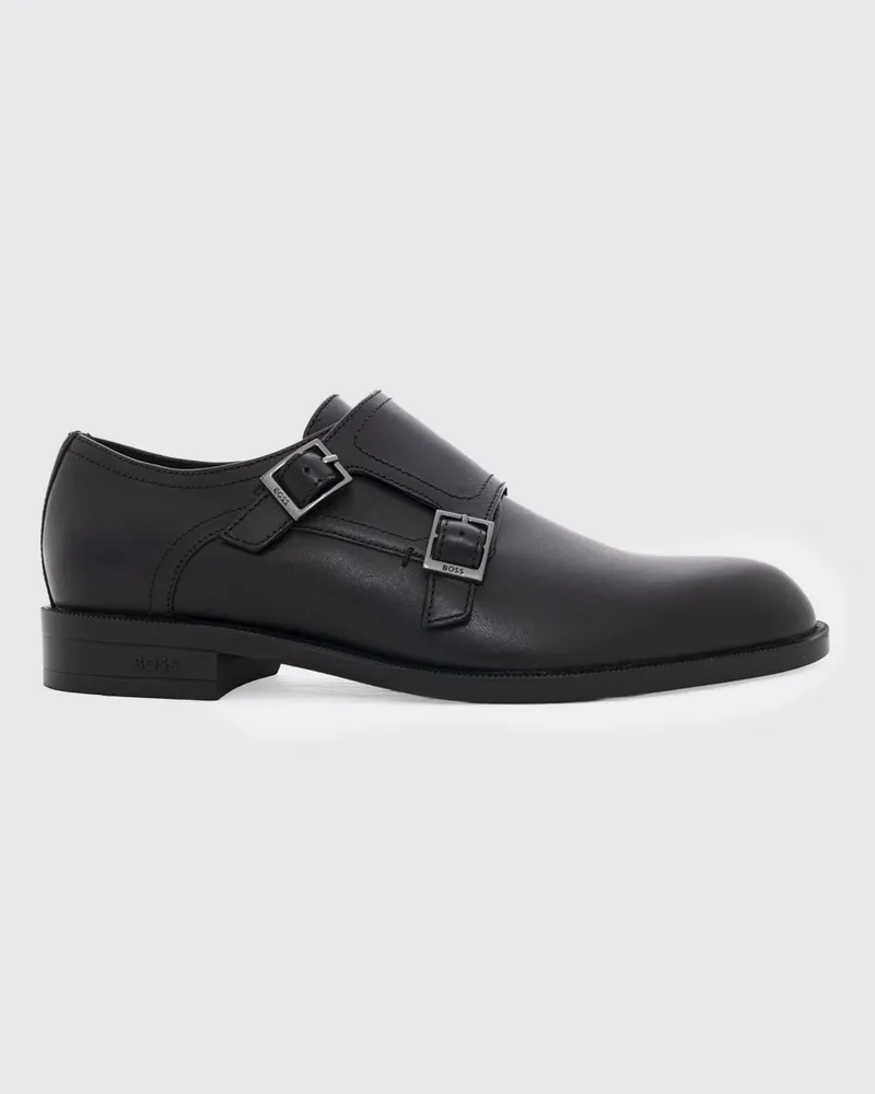 HUGO BOSS Tayil Monkstrap-Schuhe aus Glattleder mit spitzer Kappe Schwarz