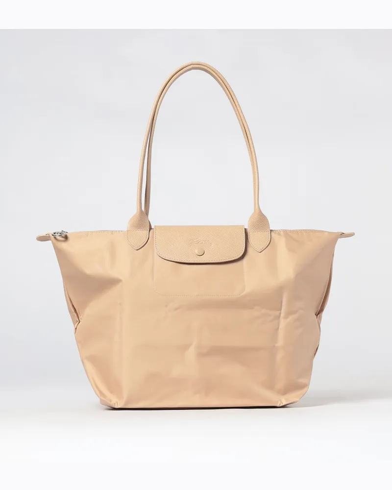 Longchamp Le Pliage One Große Schulter-Tragetasche aus recyceltem Nylon Beige