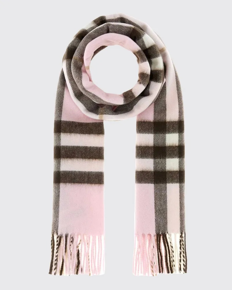 Burberry Kaschmirschal mit Check-Muster und Fransen Pink