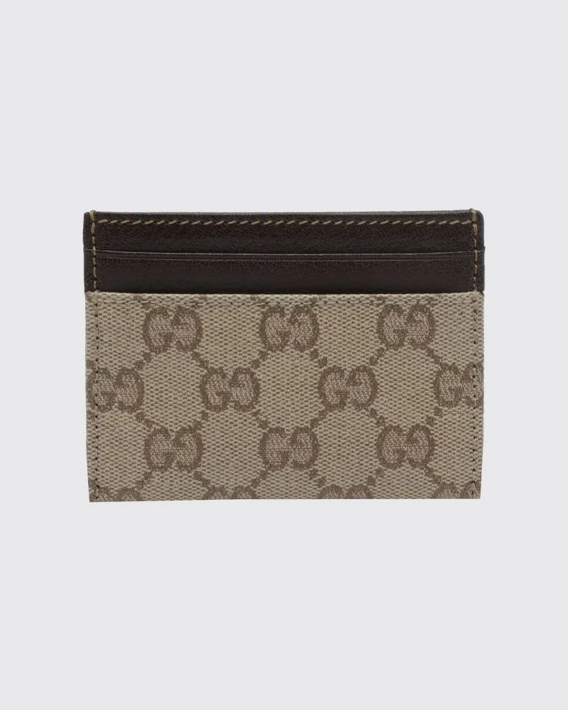 Gucci Essence Flaches Kartenetui aus GG-Monogramm-Jacquard-Stoff Braun