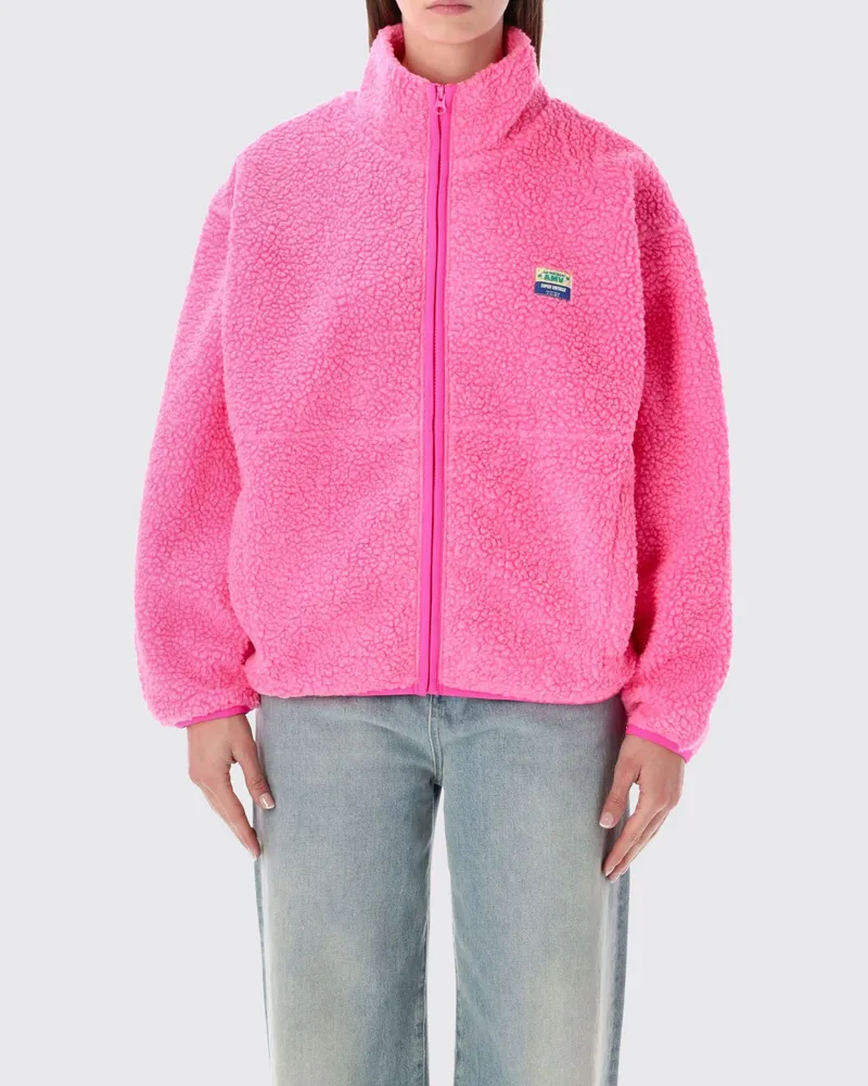 American Vintage Kurze Fleecejacke mit Stehkragen und Reißverschluss Fuchsia
