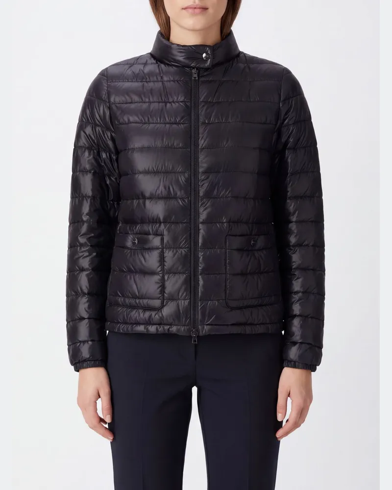 Herno Kurze Resort Daunenjacke aus ultraleichtem Nylon mit Biker-Kragen und Reißverschluss Schwarz