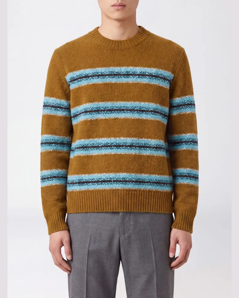 Dries van Noten Gestreifter Wollpullover mit Rundhalsausschnitt Rot