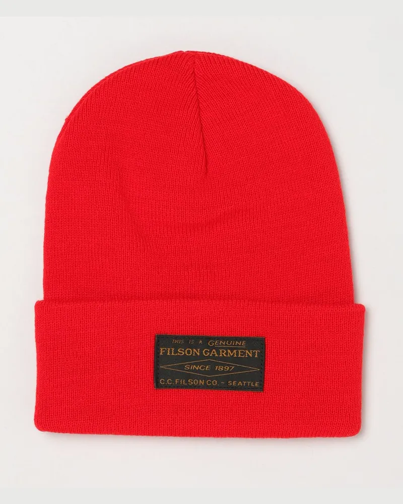 Filson Ballard Acryl-Beanie mit Umschlag und aufgesetztem Logo-Patch Rot