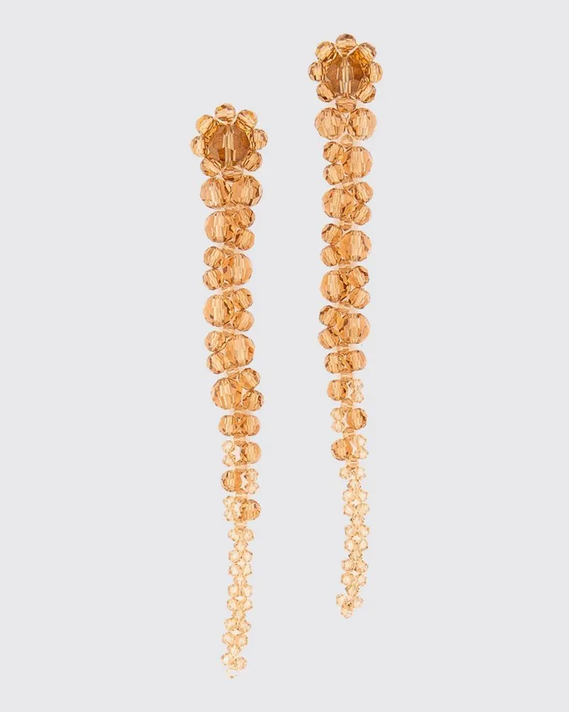Simone Rocha Hängende Perlenohrringe aus Messing und Glas Beige