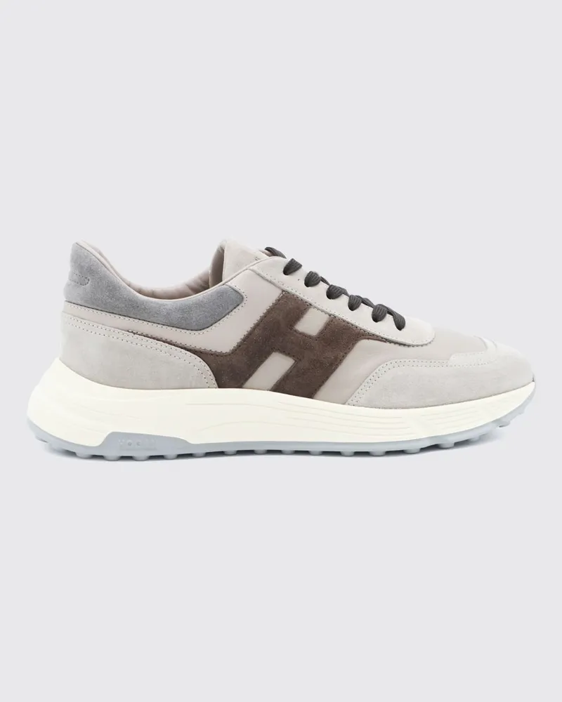 Hogan Hyperlight Sneaker aus Kalbsleder und Veloursleder mit Kontrastlogo Braun