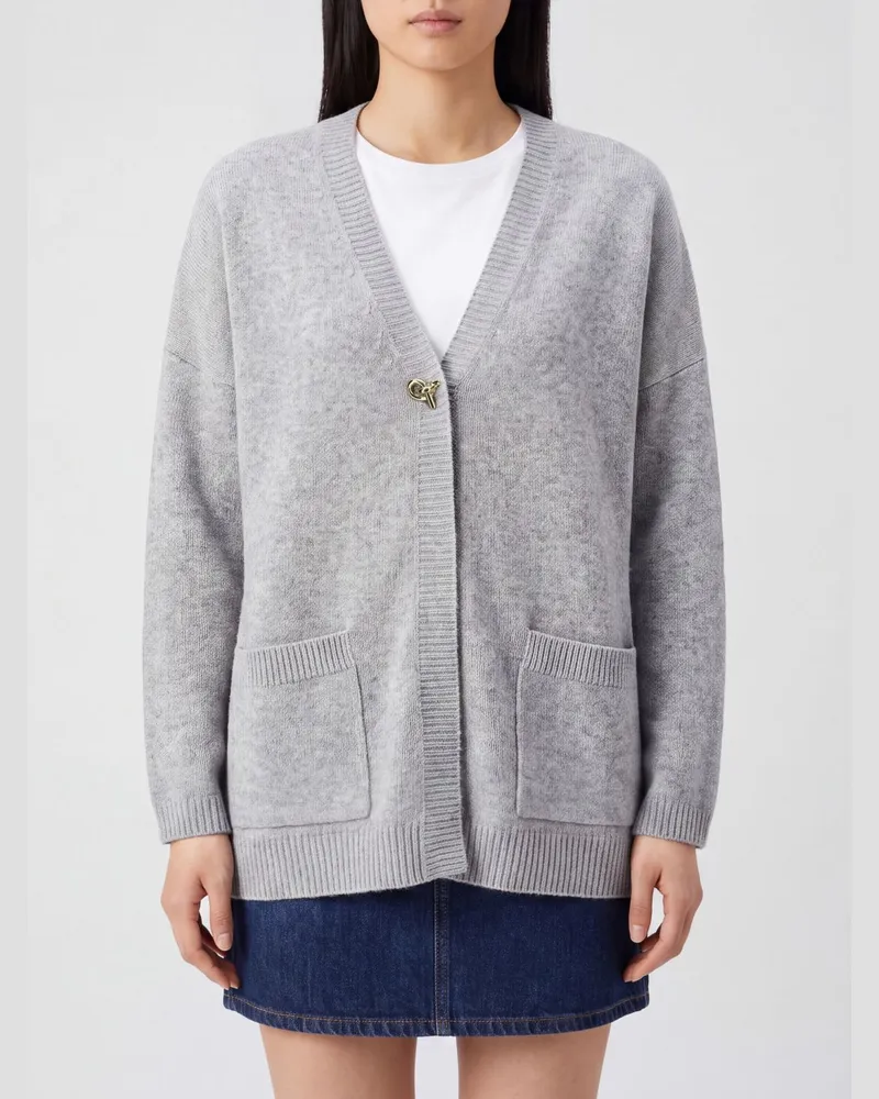 Fabiana Filippi Cardigan aus reinem Kaschmir mit Knot-Charm und aufgesetzten Taschen Grau