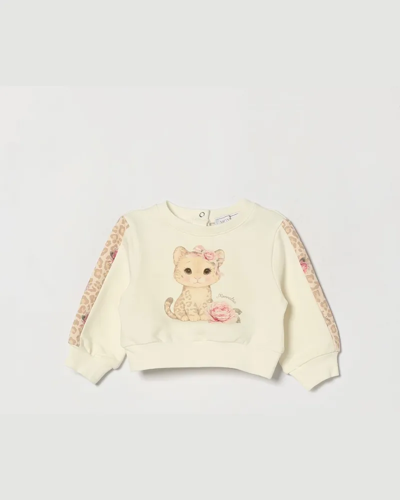 Monnalisa Baumwoll-Sweatshirt für Mädchen mit Animal-Print und Kontrast-Logo Weiß