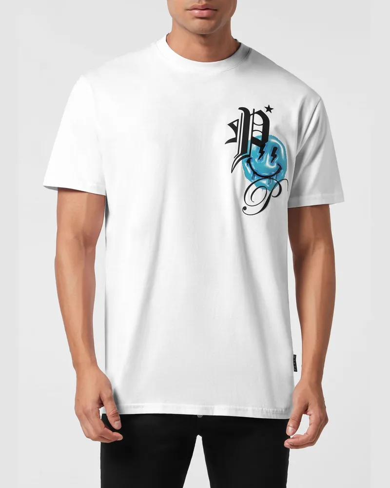 Philipp Plein Baumwoll-T-Shirt mit Grafik-Print und kontrastierendem Logo Weiß