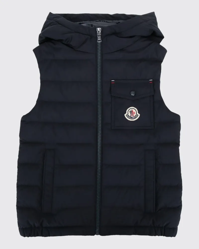 Moncler Gepolsterte Weste für Jungen mit Kapuze und Reißverschluss Navy