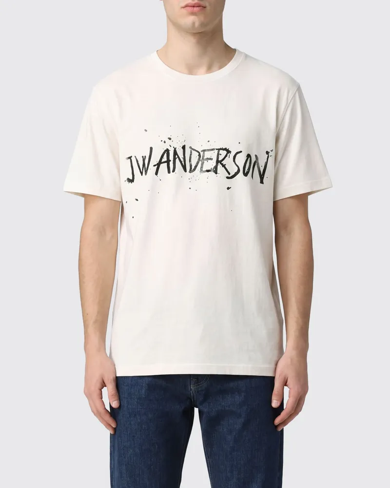 J.W.Anderson Baumwoll-T-Shirt mit Rundhalsausschnitt von mit gedrucktem Logo und überschnittenen Schultern Beige