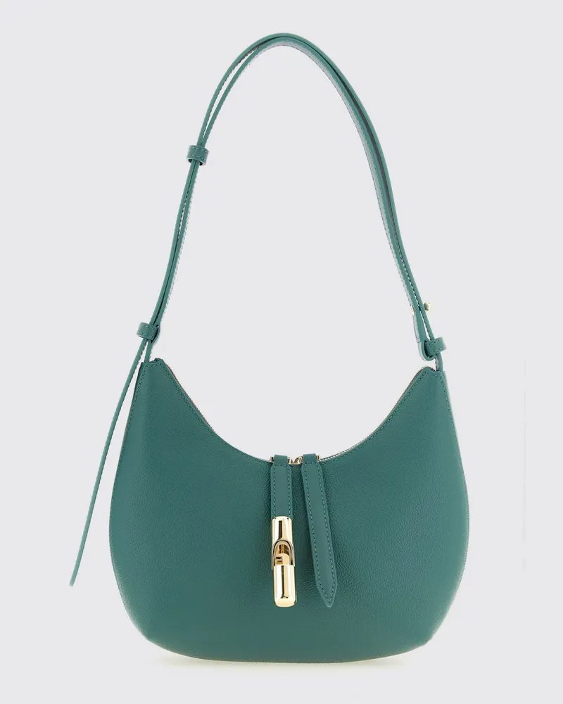 Furla Hobo-Tasche aus gehämmertem Kalbsleder mit verstellbarem Schulterriemen Grün