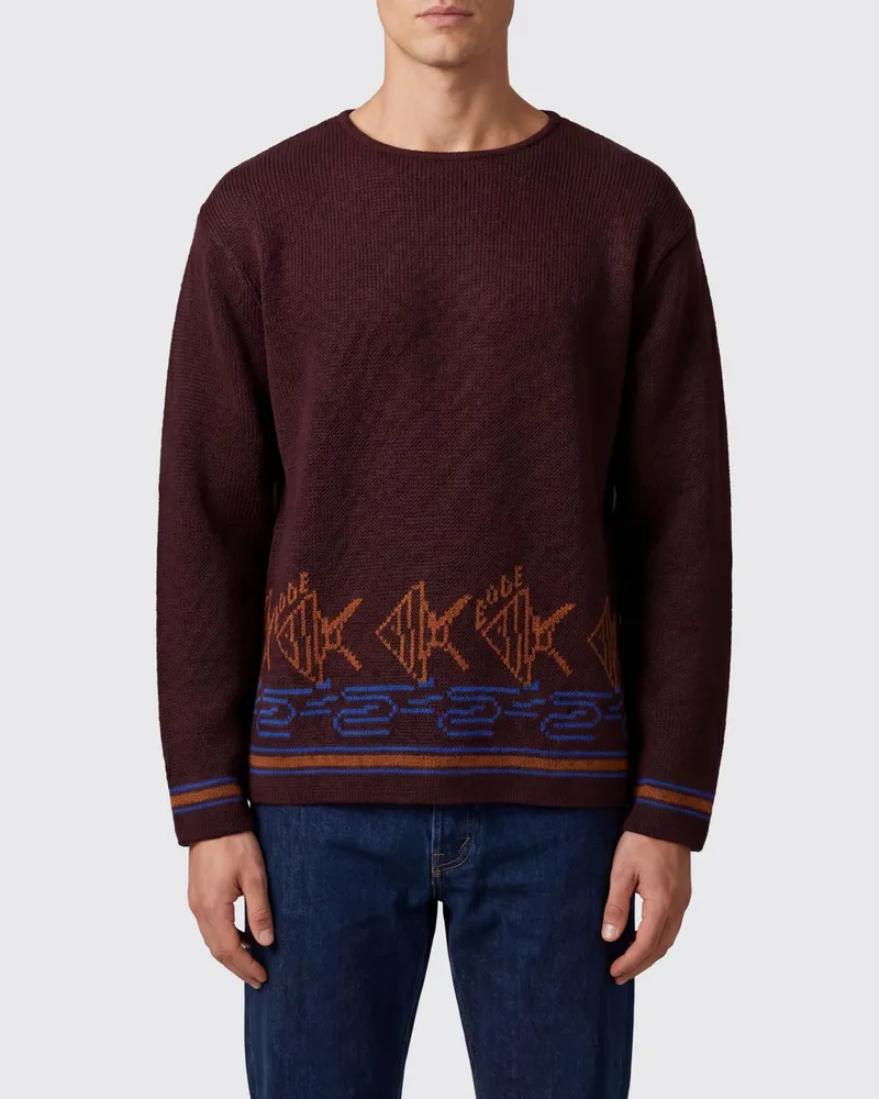 BODE Fish School Pullover aus Baumwolle mit Allover-Grafikdruck Braun