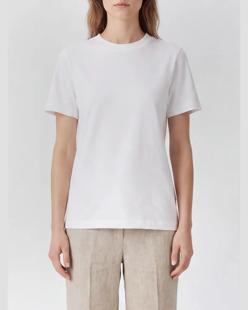 Filippa K Kurzärmeliges T-Shirt aus einer Lyocell- und Kaschmirmischung Weiß