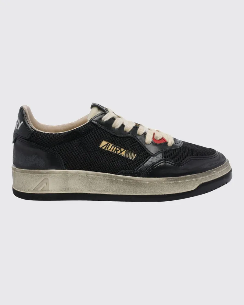AUTRY Medalist Low Super Vintage Sneakers aus Kalbsleder mit Used-Effekt Schwarz