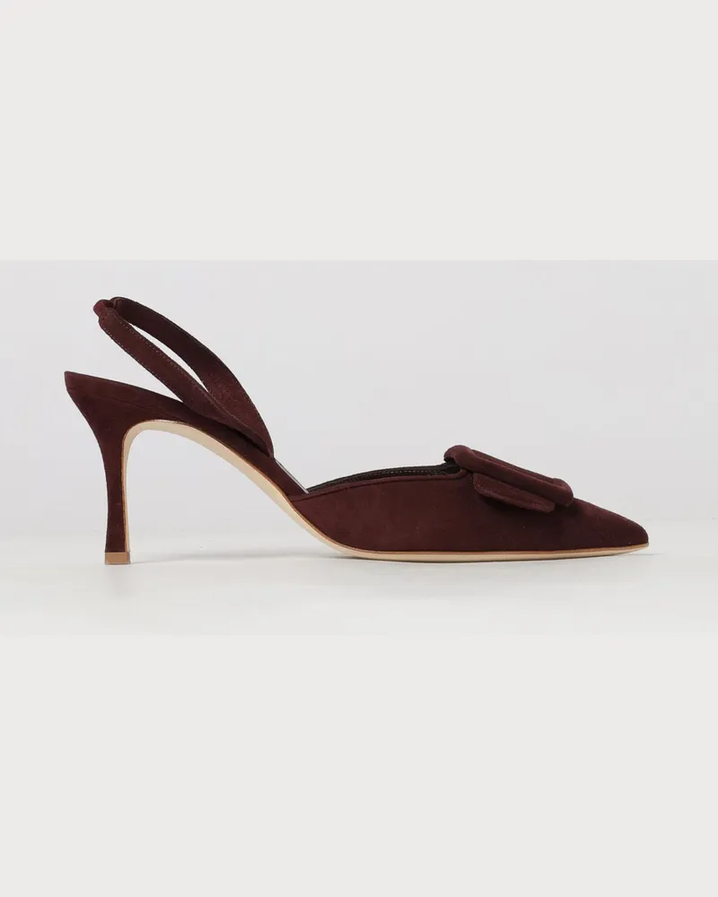 Manolo Blahnik Maysli Slingback-Pumps aus Veloursleder mit mittlerem Absatz Burgunderrot