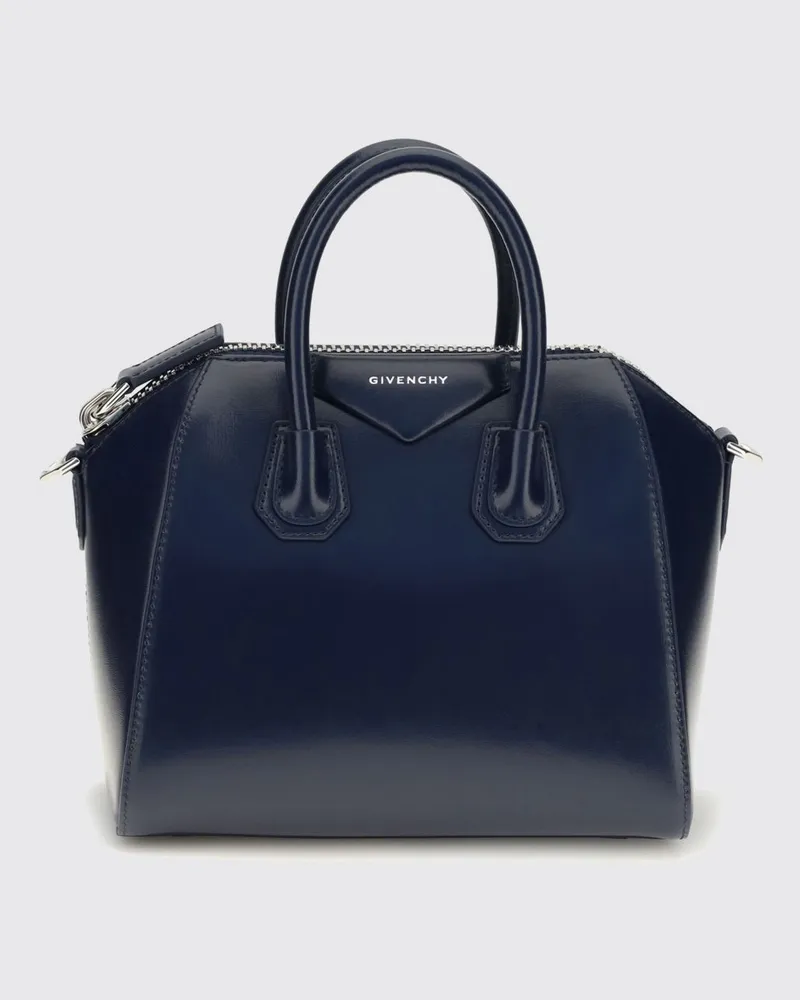 Givenchy Antigona Mini-Tasche aus glattem Kalbsleder mit Schulterriemen Blau