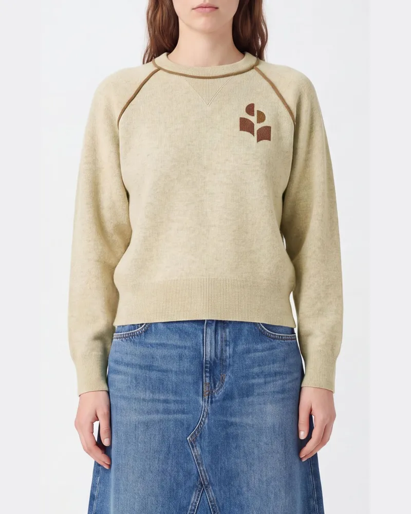 Étoile Isabel Marant Woll-Baumwoll-Pullover mit Kontrast-Logo Grau