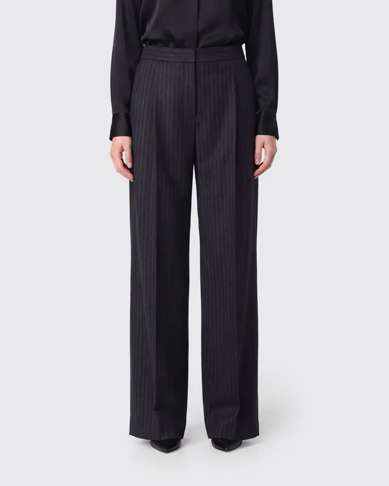 Jil Sander Maßgeschneiderte Nadelstreifenhose aus Wolle mit weitem Bein Schwarz
