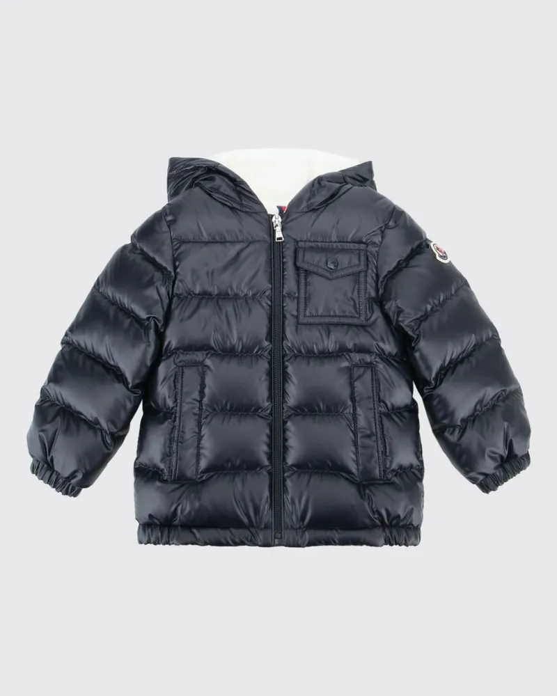 Moncler Mesles Nylon-Daunenjacke mit Kapuze für Jungen mit elastischen Bündchen Navy