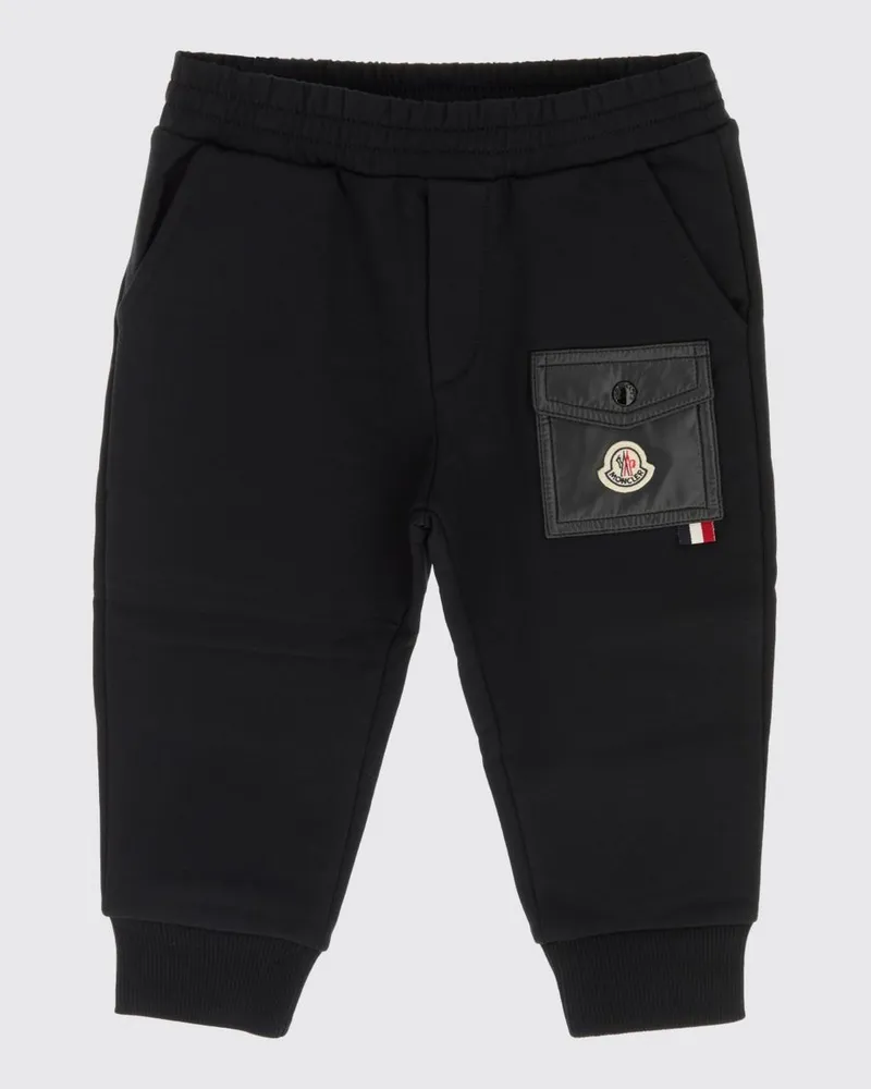 Moncler Jogginghose für Jungen aus Baumwolle mit elastischem Bund und Kontrast-Logo Schwarz