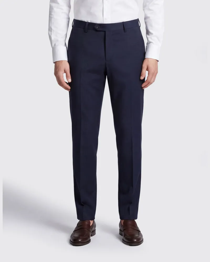 Briglia 1949 Maßgeschneiderte Slim-Fit-Hose aus Schurwolle mit versetztem Verschluss Blau