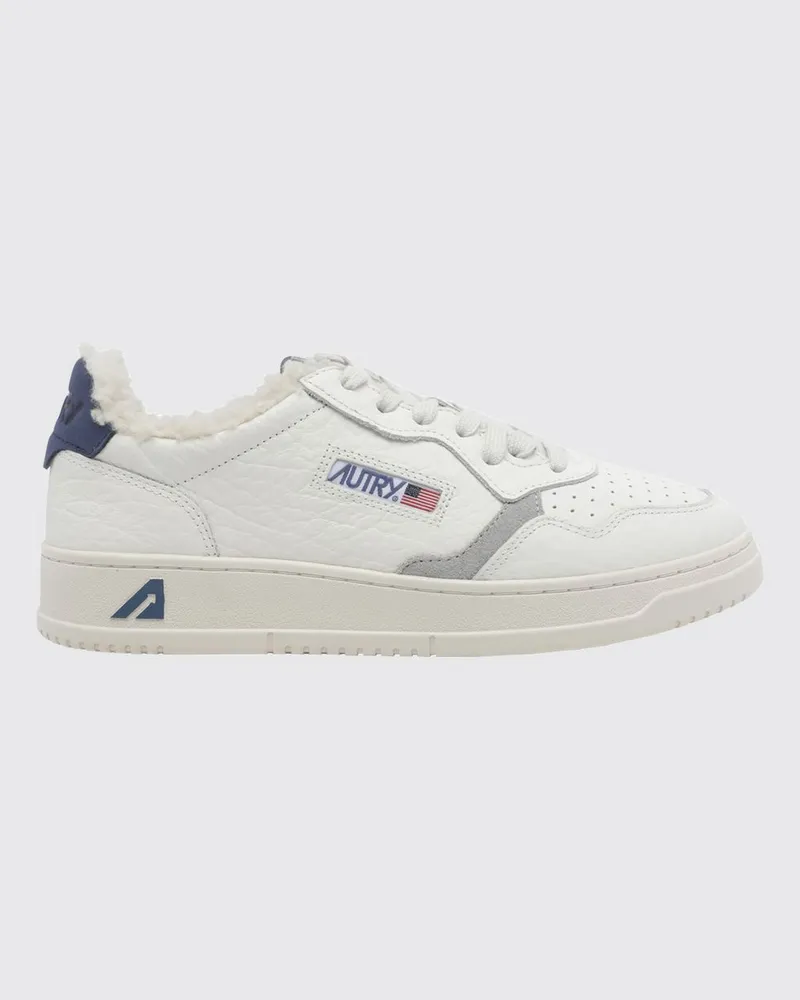AUTRY Medalist Low Sneakers aus genarbtem Leder mit Shearling-Futter Weiß