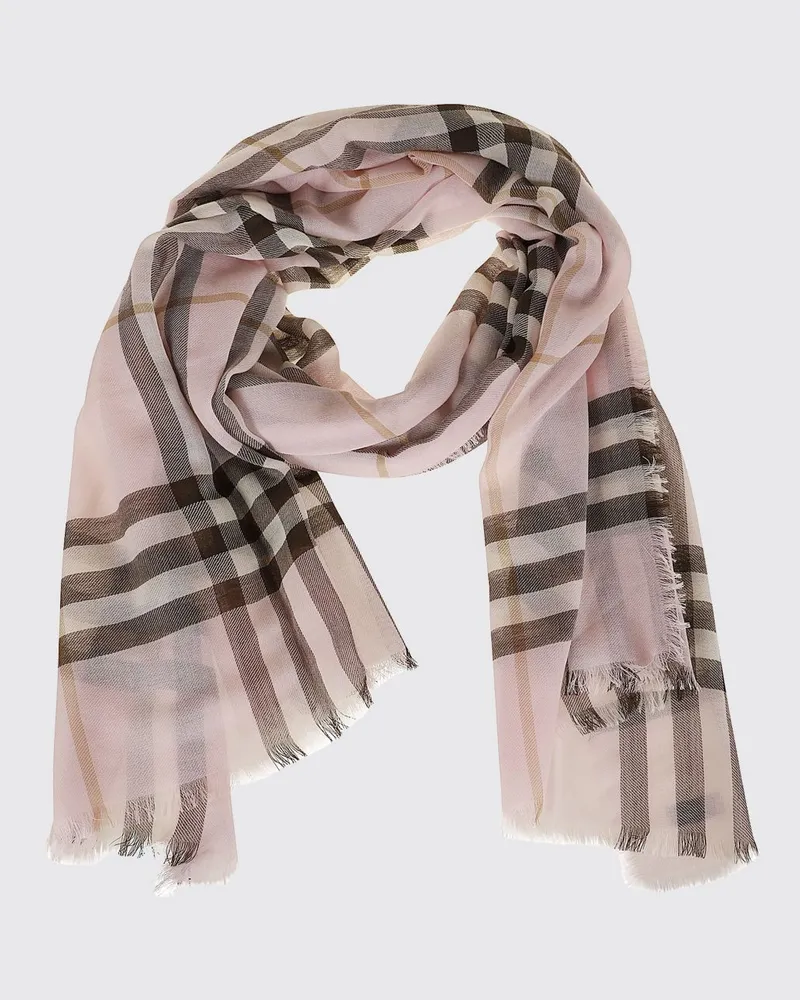 Burberry Wollschal mit Vintage-Check-Muster und Fransenrändern Pink
