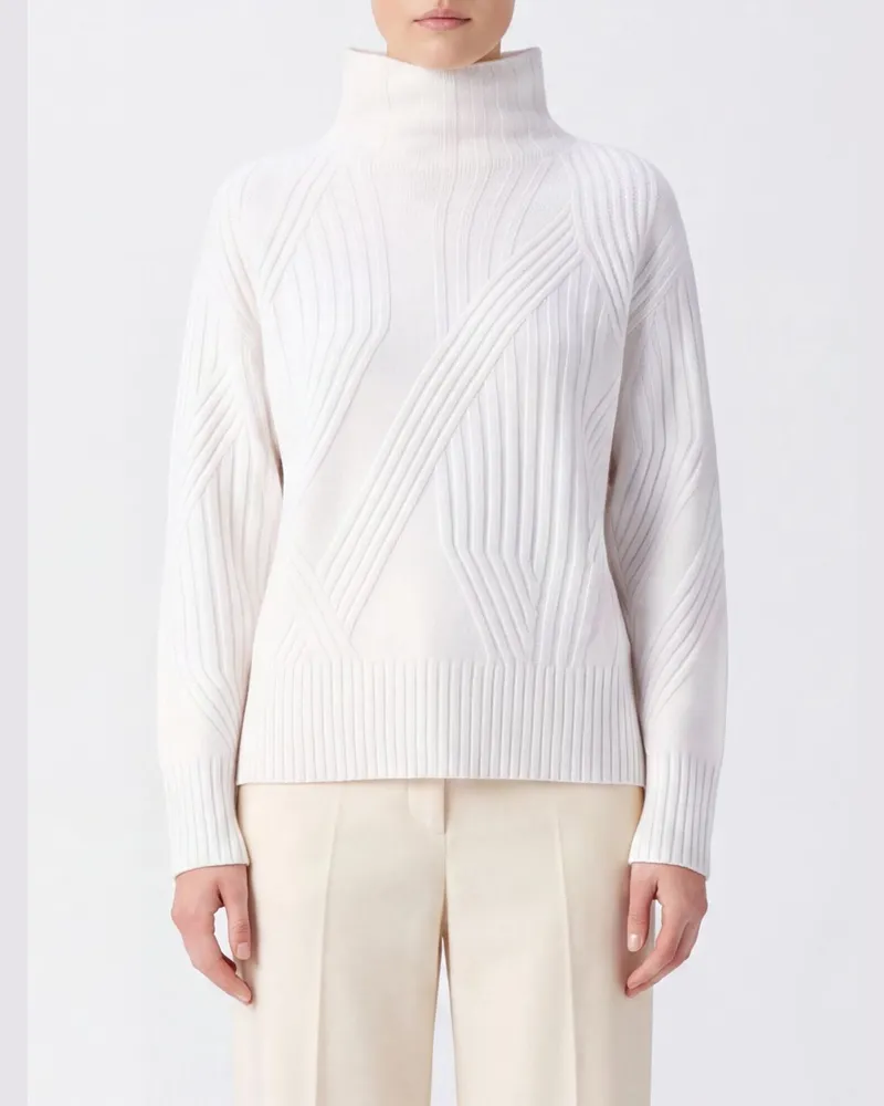 Joseph Pullover mit Trichterkragen aus 100 % Merinowolle mit Rippbündchen Nude