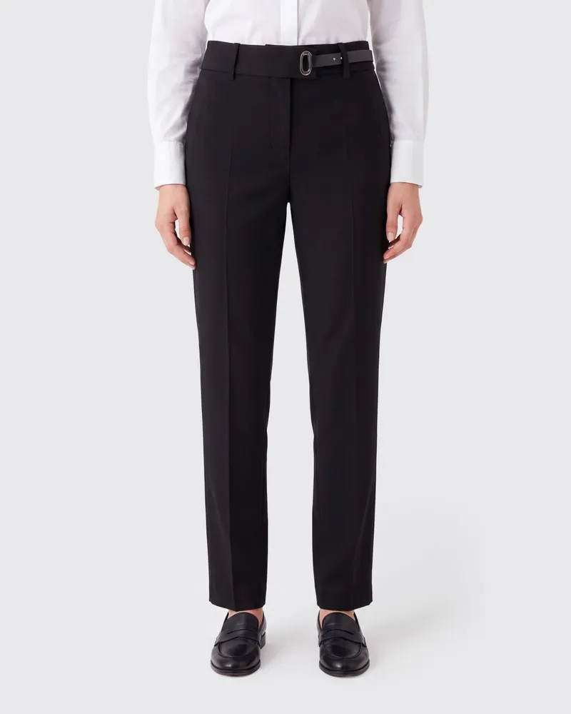 SPORTMAX Skinny-Fit-Hose aus Crêpe mit mittlerer Leibhöhe und Saumschlitzen Schwarz