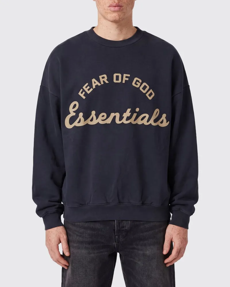 Fear of God Baumwoll-Sweatshirt mit Rundhalsausschnitt, Logo und überschnittenen Schultern Schwarz