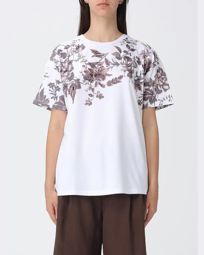 Liu Jo Blumen-Baumwoll-T-Shirt Kupferrot