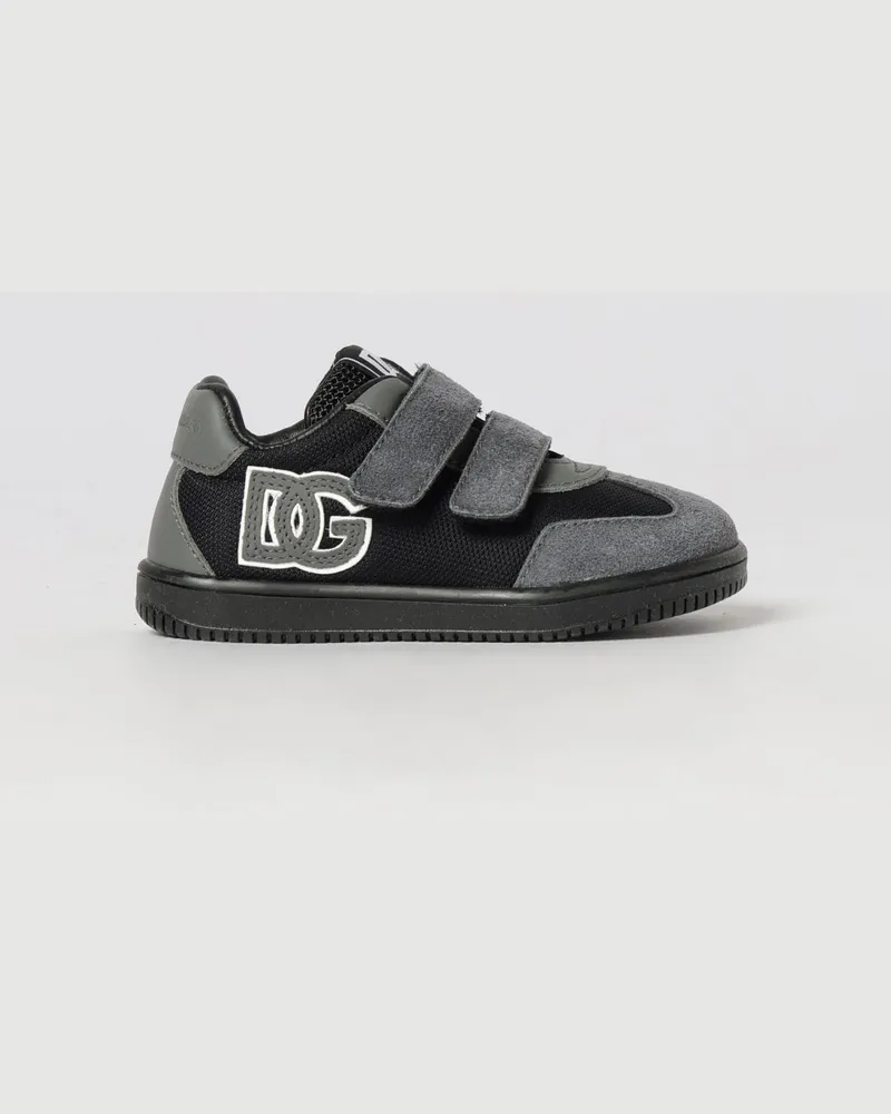 Dolce & Gabbana DOLCE  GABBANA Low-Top-Sneakers Dolce & Gabbana für Jungen aus Leder und Mesh mit Klettverschluss Schwarz