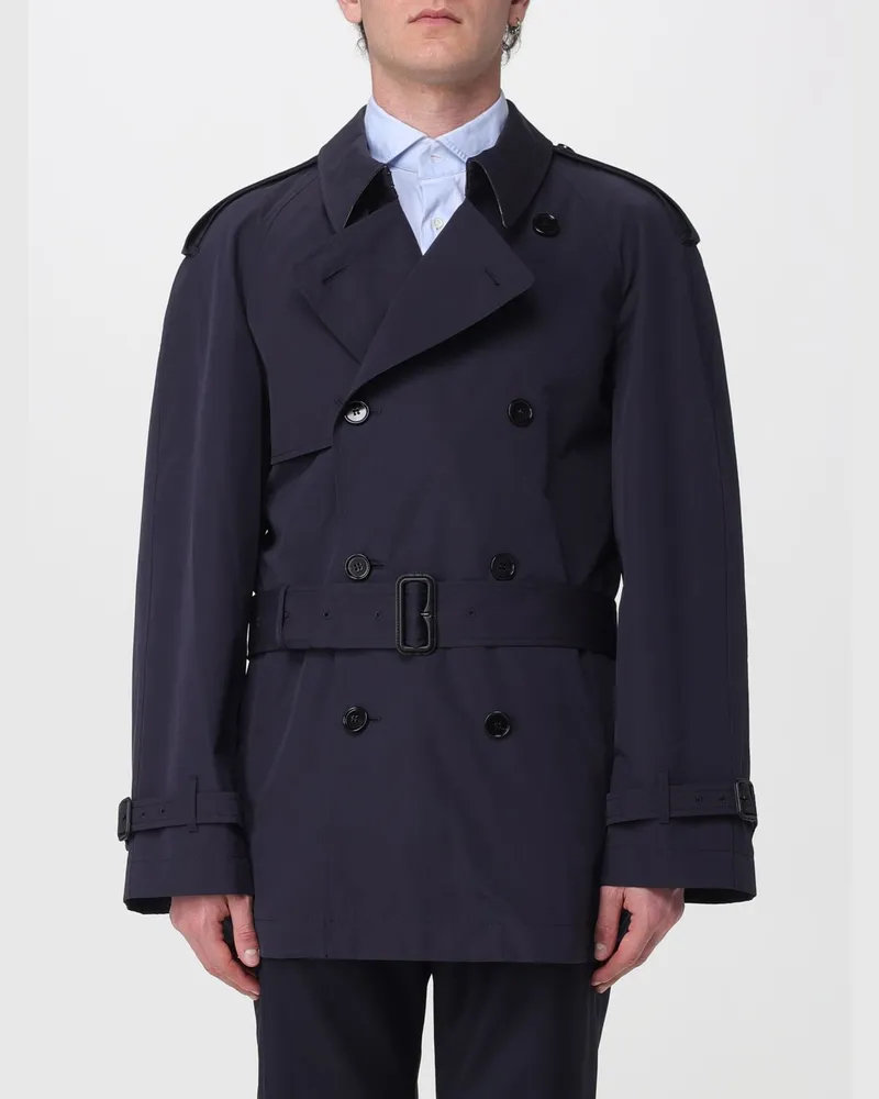 Burberry Zweireihiger Baumwoll-Trenchcoat Blau