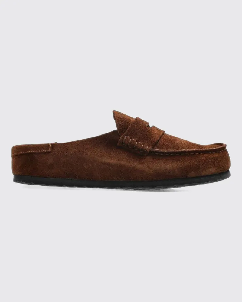 Birkenstock Mules Naples aus Veloursleder mit Mokassinnaht Braun