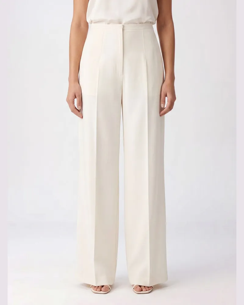 Alberta Ferretti Maßgeschneiderte Crêpe-Hose Ivory