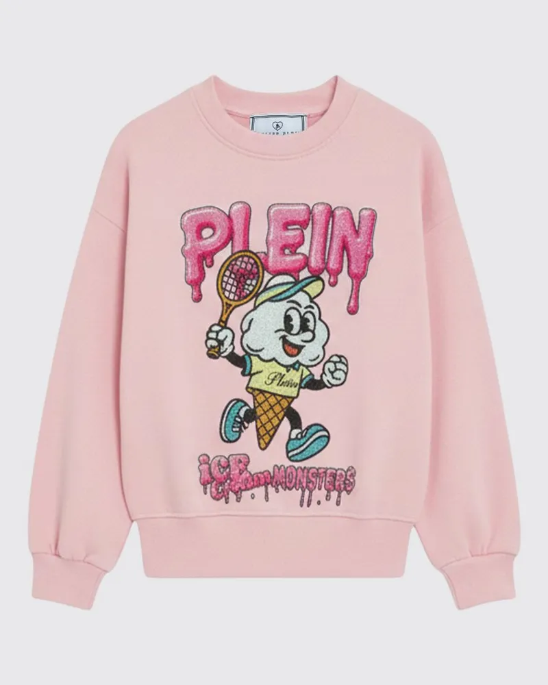 Philipp Plein Baumwoll-Rundhalspullover mit Logo-Print Pink