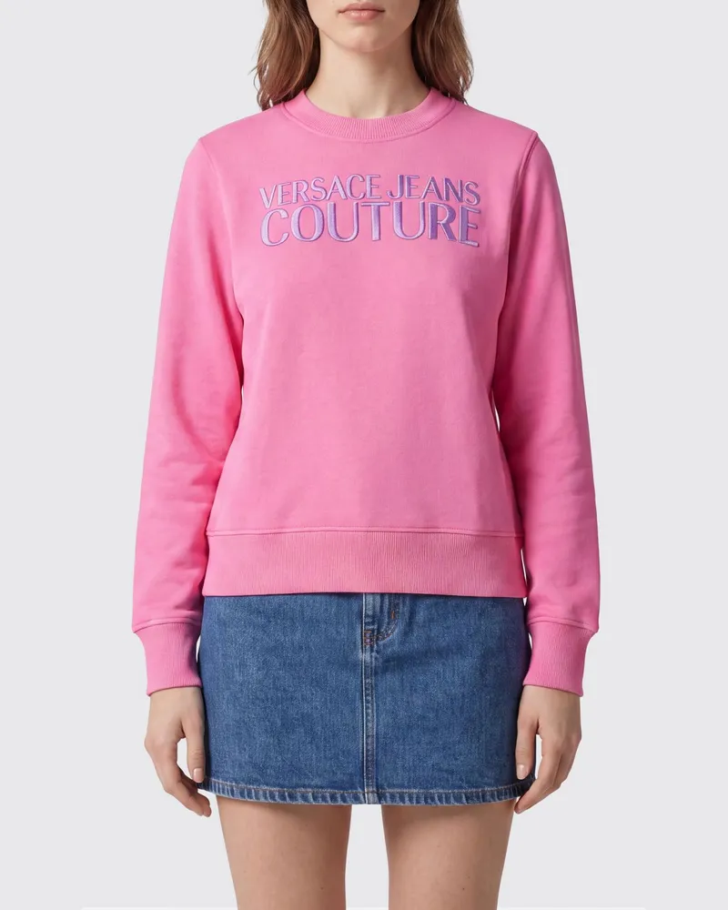 Versace Jeans Sweatshirt aus Baumwolle mit Logo Pink