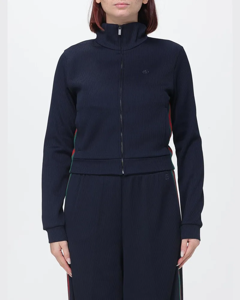 Gucci Slim-Fit Trainingsjacke aus technischem Jersey mit hohem Kragen und Webstreifen Navy