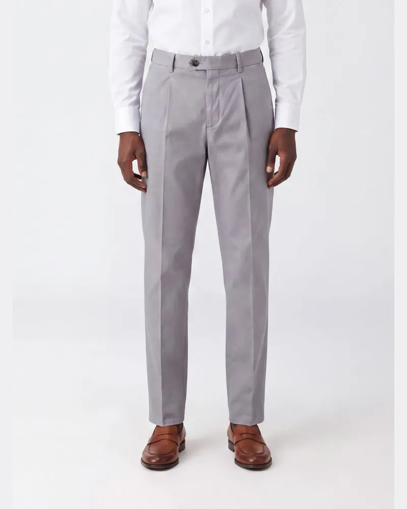 Brunello Cucinelli Maßgeschneiderte Slim-Fit-Baumwollhose Grau