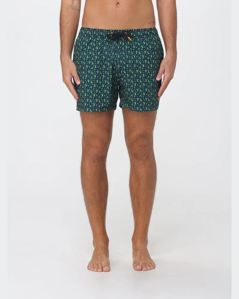 Save The Duck Badeshorts mit Grafikdruck und elastischem Kordelzugbund Navy