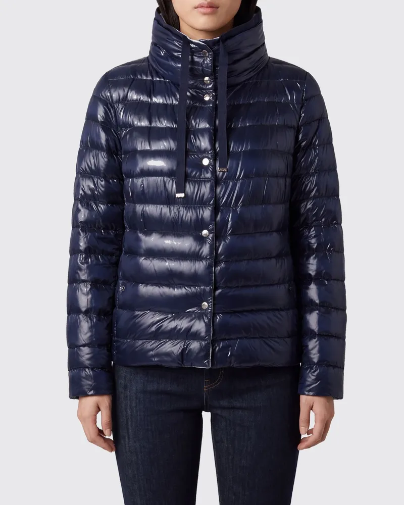 Herno Kurze, wendbare, gesteppte Daunenjacke aus ultraleichtem Nylon Blau