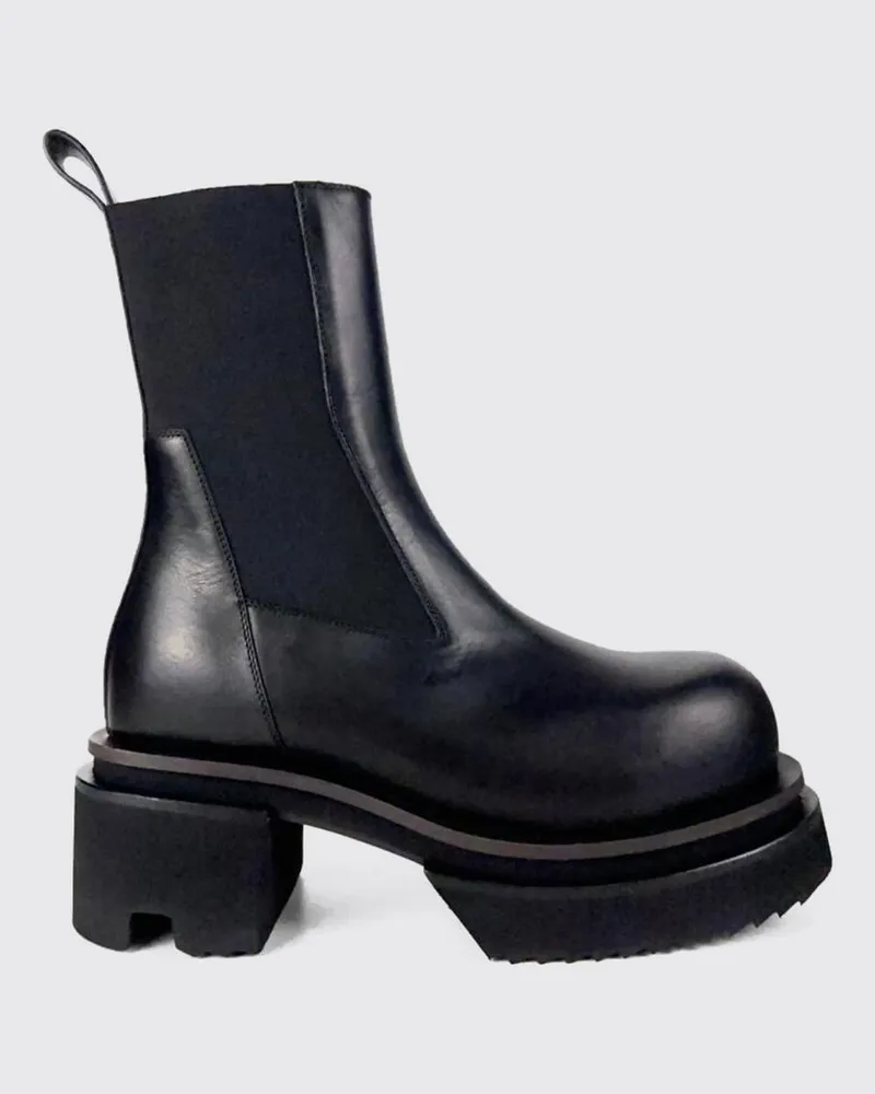 Rick Owens Kalbsleder-Chelsea-Boots mit Chunky-Sohle und runder Kappe Schwarz