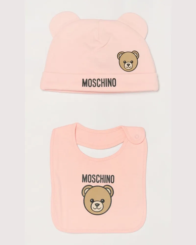 Moschino Baby-Mütze aus Baumwolle mit Logo-Print Pink
