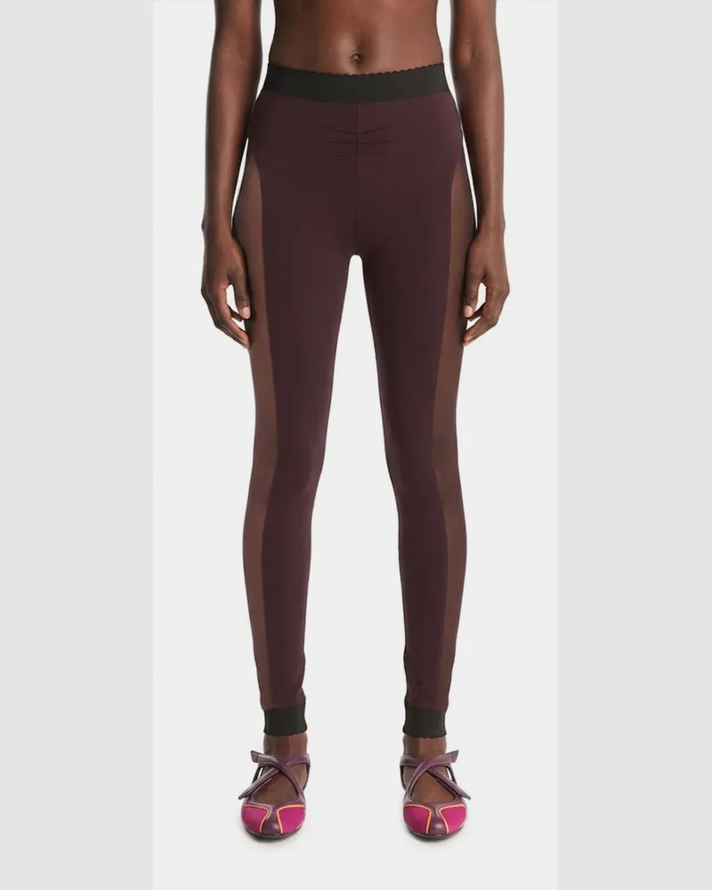 ATTICO Halbtransparente Skinny-Leggings aus Viskosemischung mit mittlerer Leibhöhe Burgunderrot