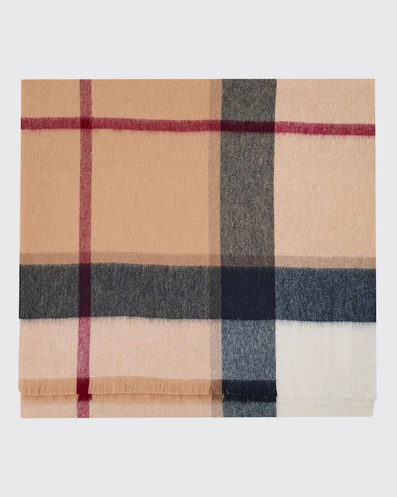 Barbour Tartan-Wollschal von mit Fransenrändern Sand