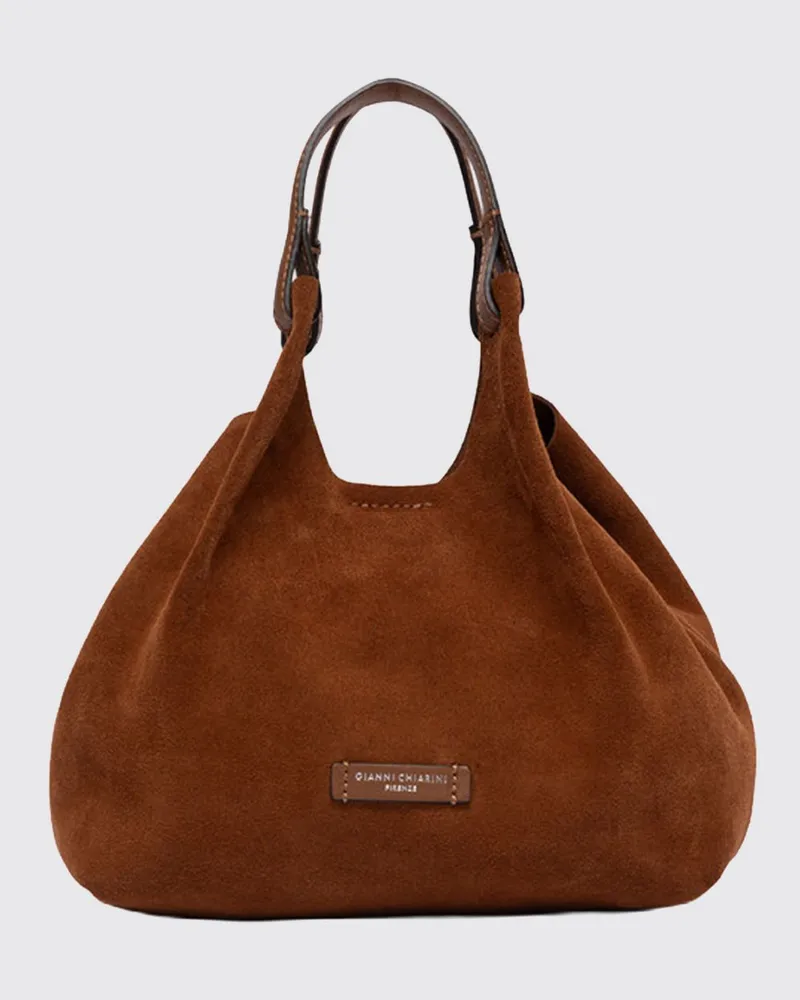 Gianni Chiarini Dua Handtasche aus Velourskalbsleder mit doppeltem Henkel Burnt