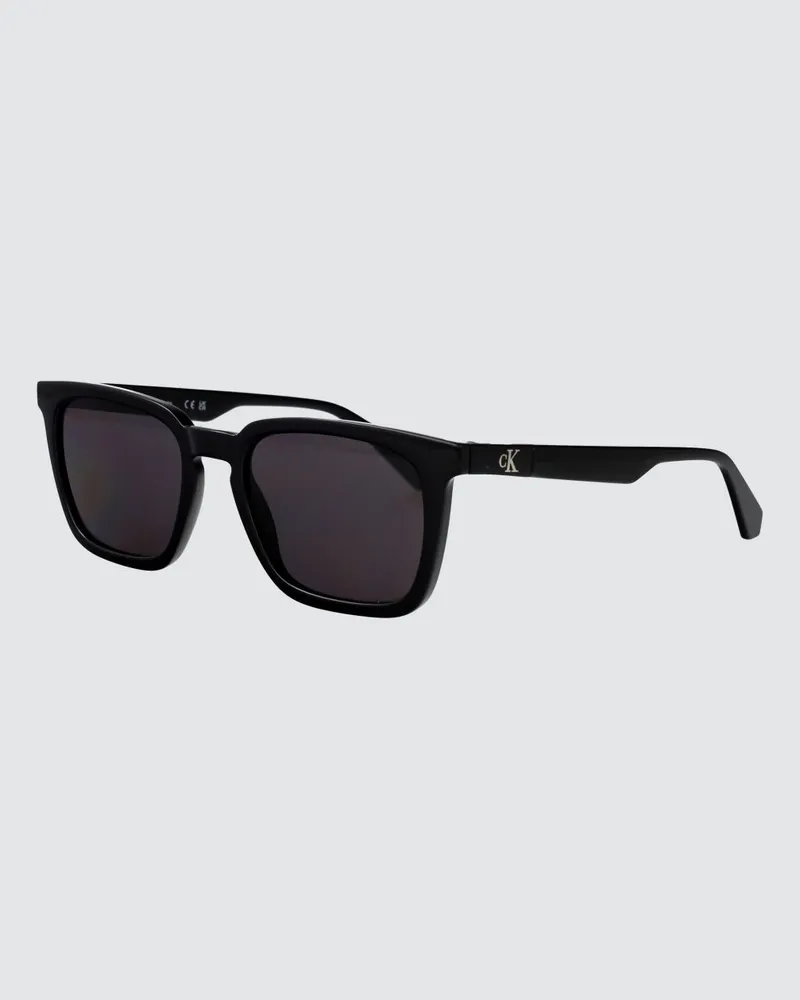 Calvin Klein Rechteckige Sonnenbrille aus Acetat mit Monogramm Schwarz